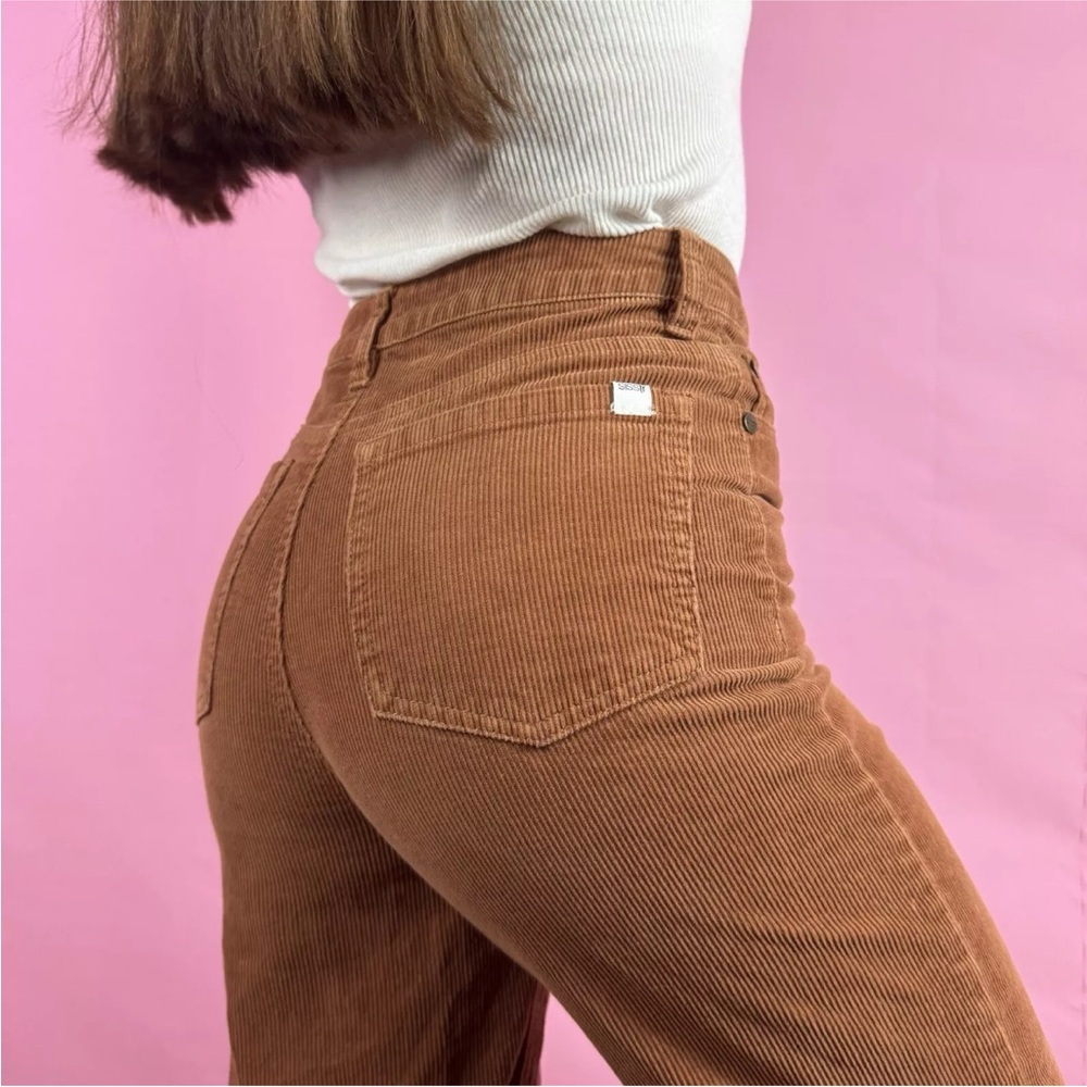 Sisstrevolution Poppy Pant buttonfly caramel corduroy Wide Leg Pants sz 24 Henna